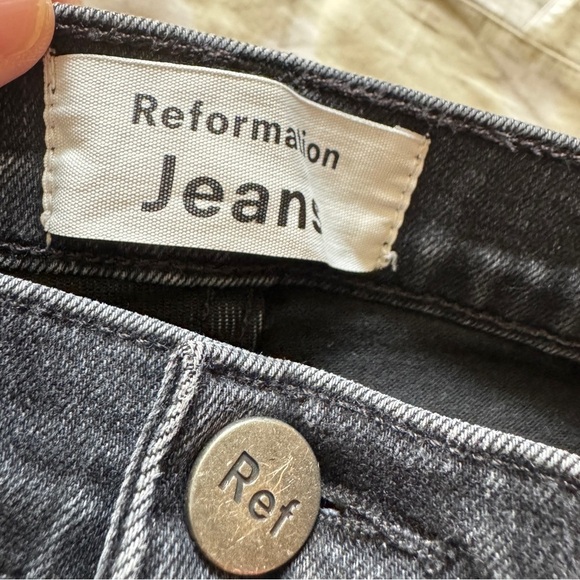 Reformation High Waist Skinny Faded Black Destroyed Jeans Size 26 - Picture 11 of 13